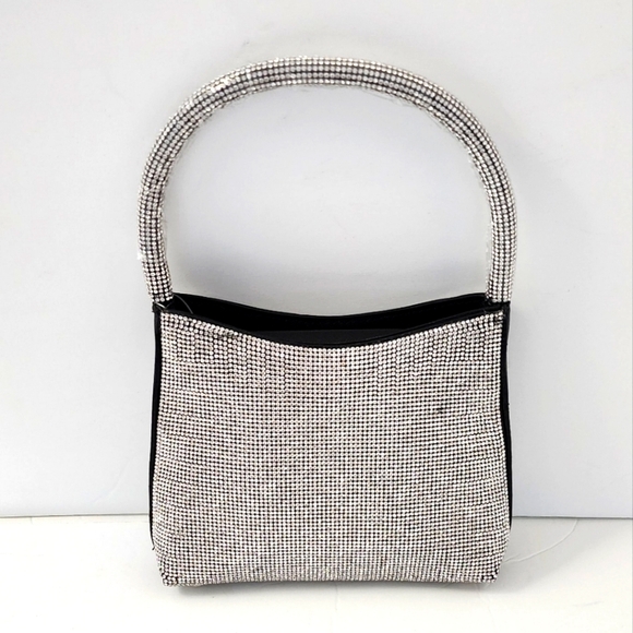 Women Mini Silver Rhinestone Top Handle Crossbody Bag - Picture 5 of 11